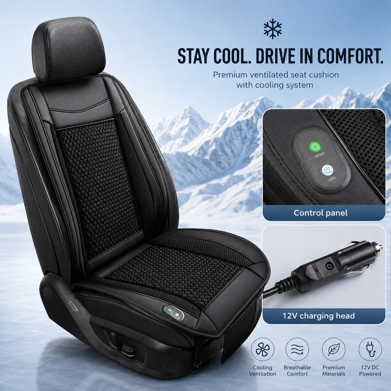 Cooling Cushion with Ventilation Fan for Car and Truck Seats