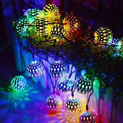 Moroccan Metal Ball String Lights for Terrace
