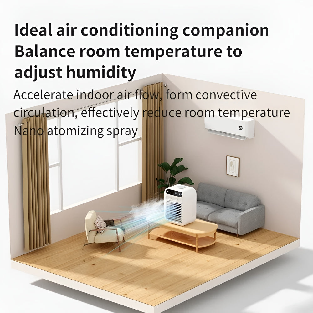Portable Desktop Air Conditioner Cooling Humidifier Fan