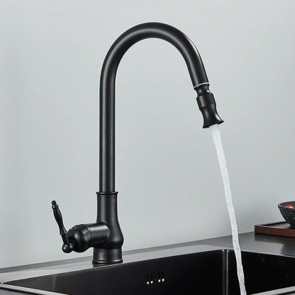 Pull-Out Kitchen Faucet in Antique Bronze for Stylish and Flexible Kitchen Use