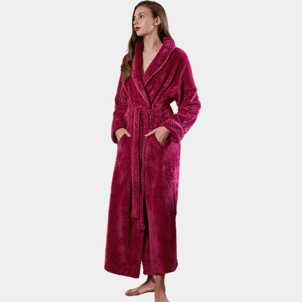 Women's Long Thermal Flannel Bathrobe