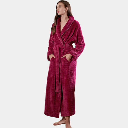 Women's Long Thermal Flannel Bathrobe