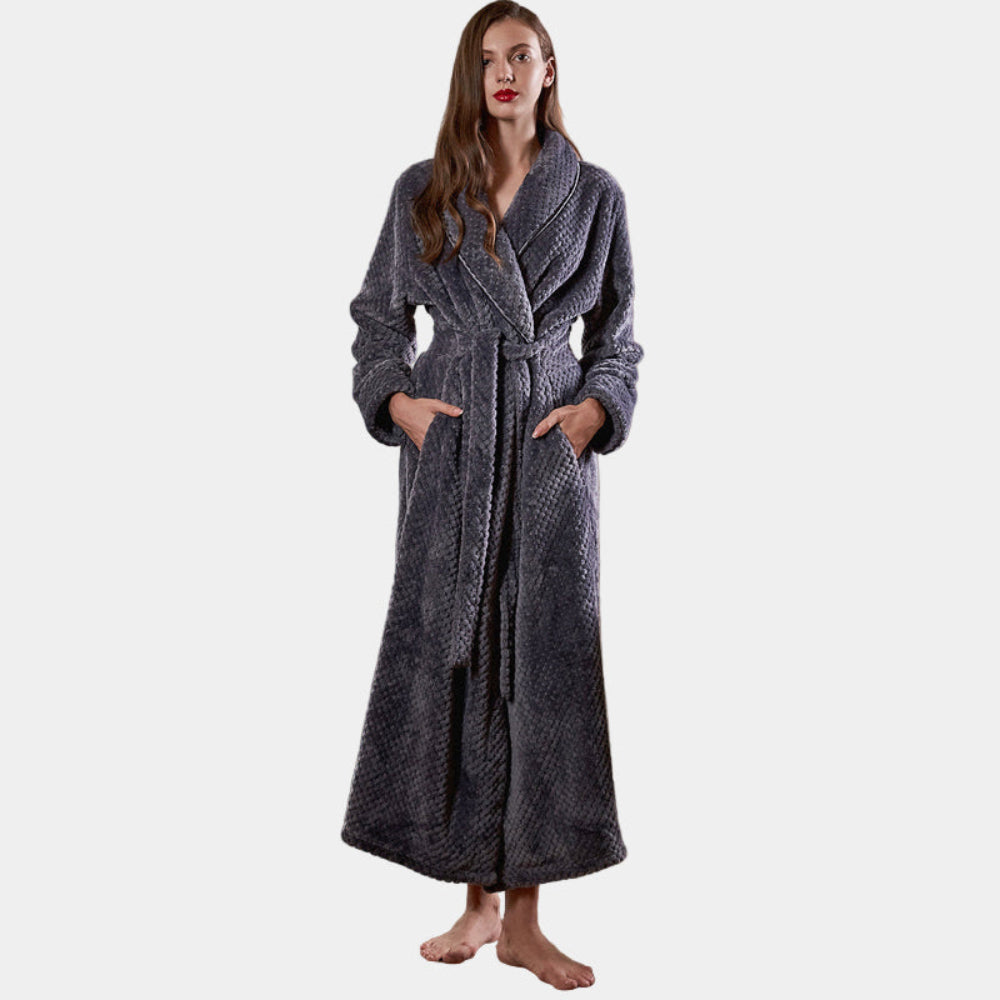 Women's Long Thermal Flannel Bathrobe