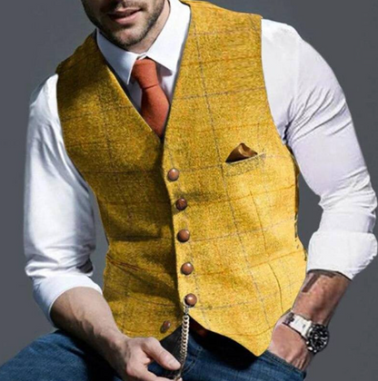 Men's Checkered Pattern Waistcoat | for Weddings and Business