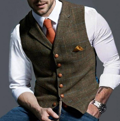 Men's Checkered Pattern Waistcoat | for Weddings and Business