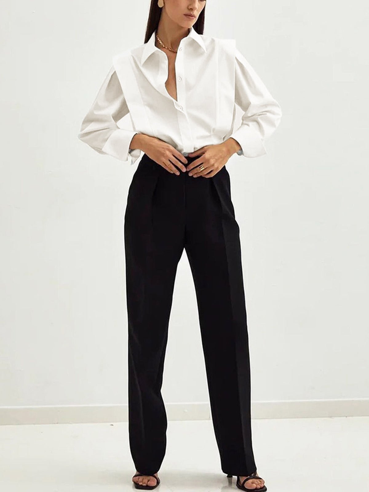 Blouse met lange mouwen voor dames | Vierkante schouders