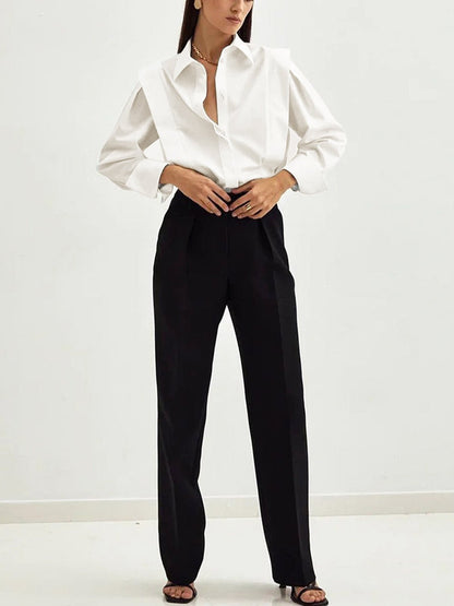 Blouse met lange mouwen voor dames | Vierkante schouders