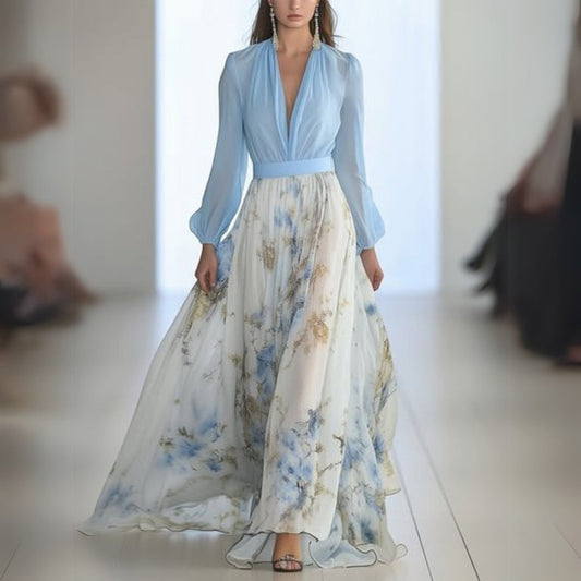 Party Floral Maxi Dress | V-Neck