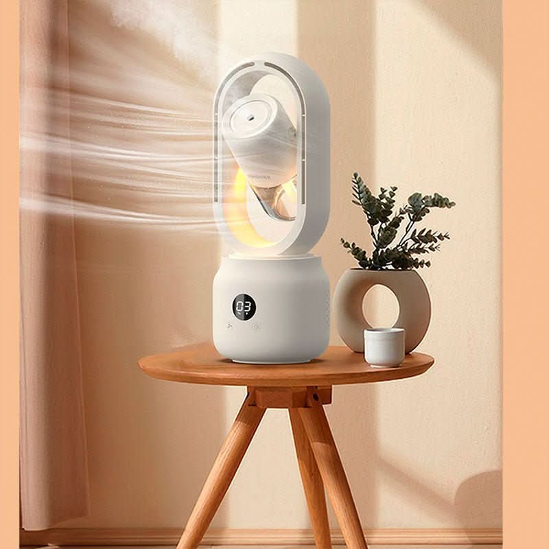 Portable Bladeless Fan with Humidifier and Night Light