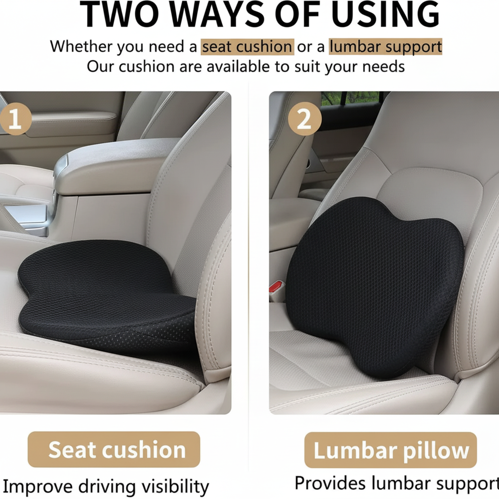 Comfort Boost Cushion for Car Seat Height Adjustment for Shorter Drivers