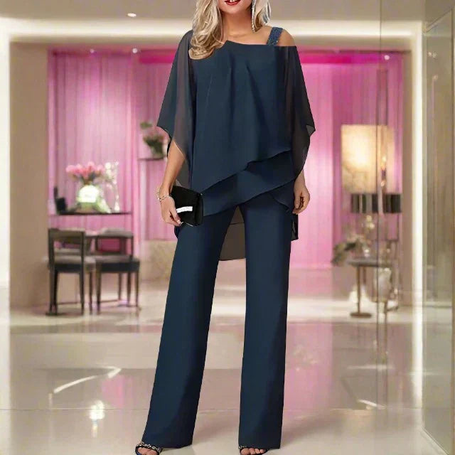 Women's Stylish Jumpsuit with Asymmetrical Top | Set