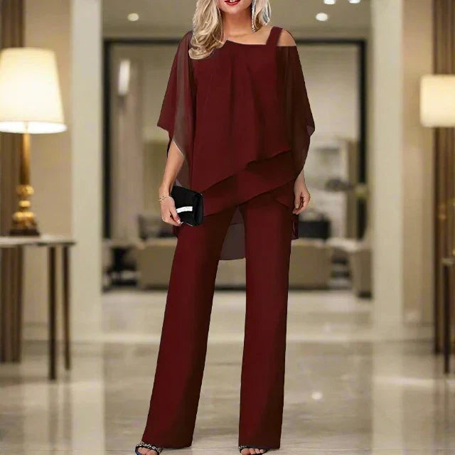 Women's Stylish Jumpsuit with Asymmetrical Top | Set