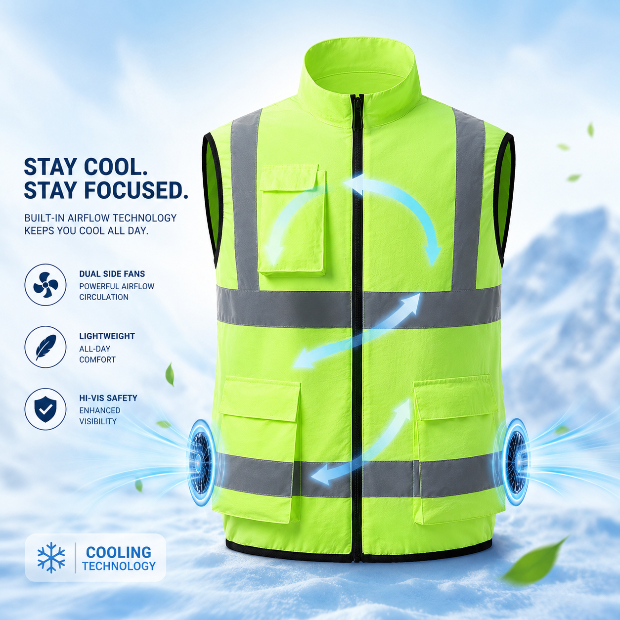 Rechargeable Fan Cooling Vest for Outdoor Work, Construction, and Travel