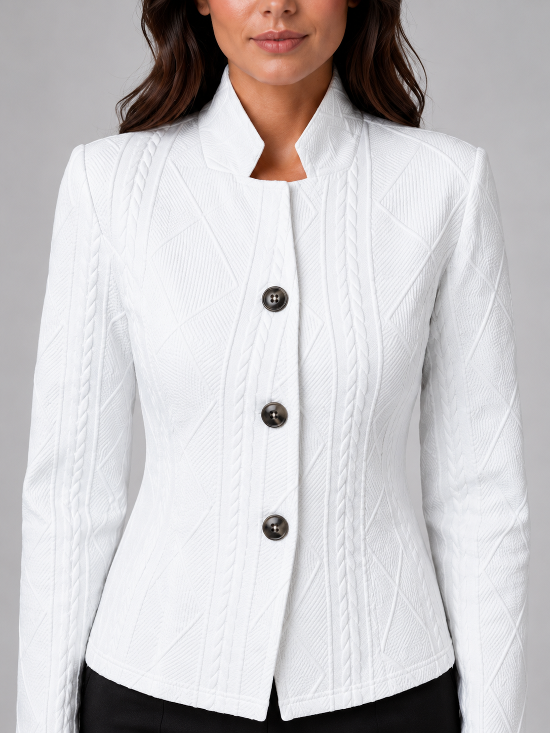 Women's Business Casual Slim Fit Blazer Jacket | with Stand Collar