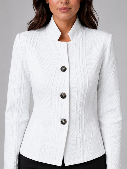 Women's Business Casual Slim Fit Blazer Jacket | with Stand Collar