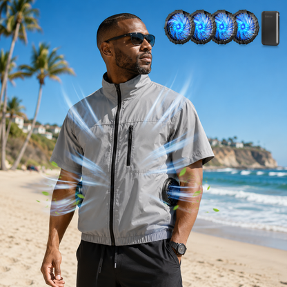 Portable Cooling Vest with Four Fans for Heat Relief During Outdoor Work