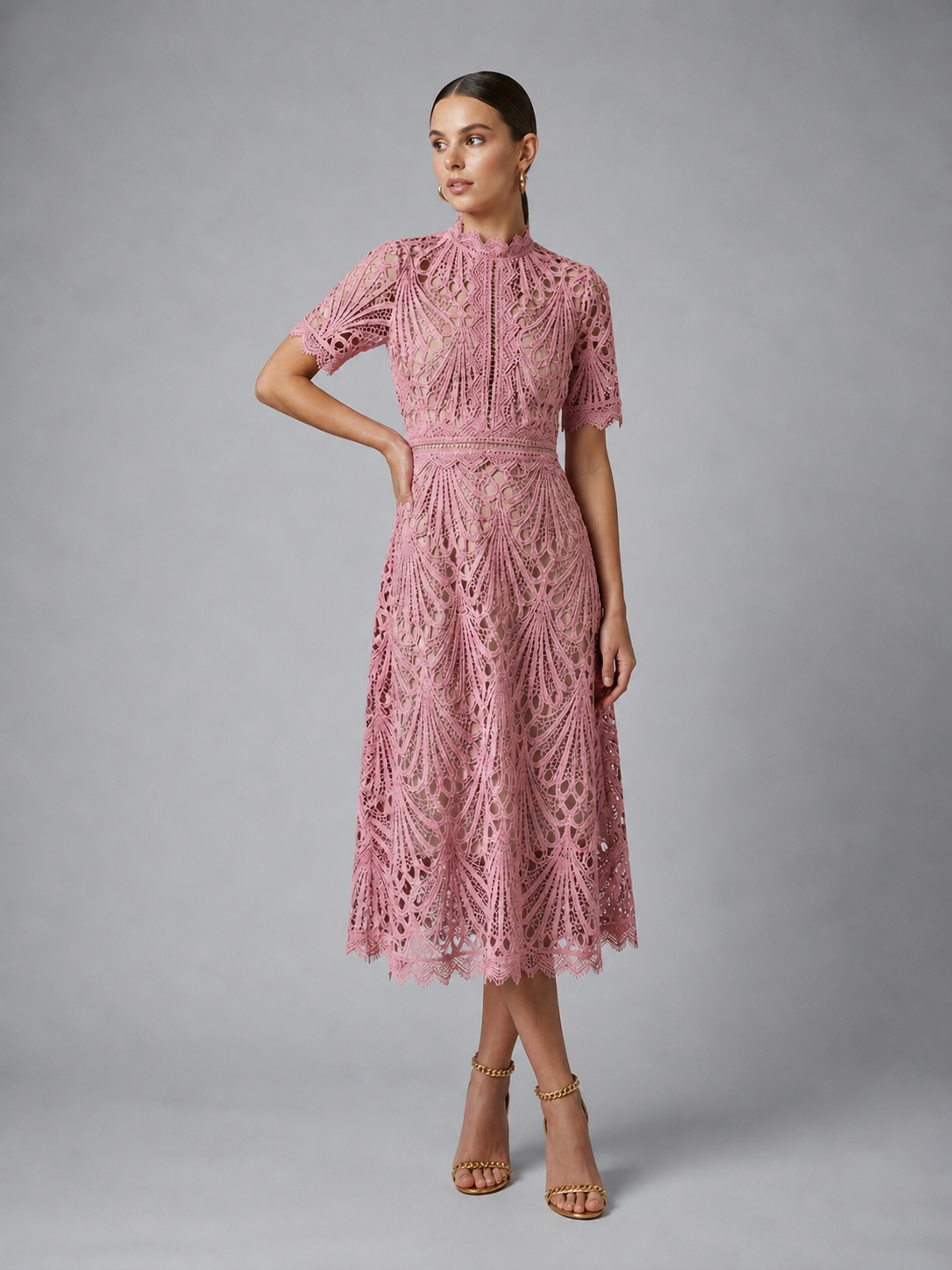 Women’s Mock Neck Wedding Guest Dress | Midi