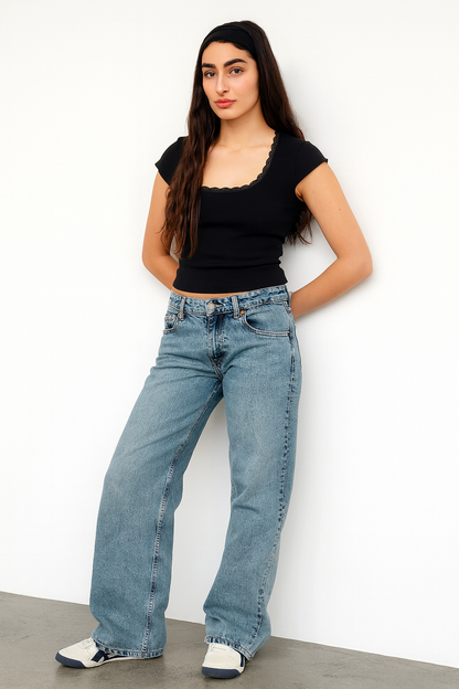 Women’s Casual Low Waist Baggy Cut Jeans | Loose Fit