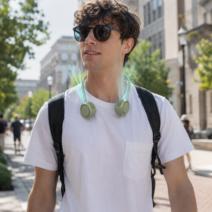 Portable Rechargeable Neck Fan - Foldable Bladeless Hands-Free Cooling for Travel