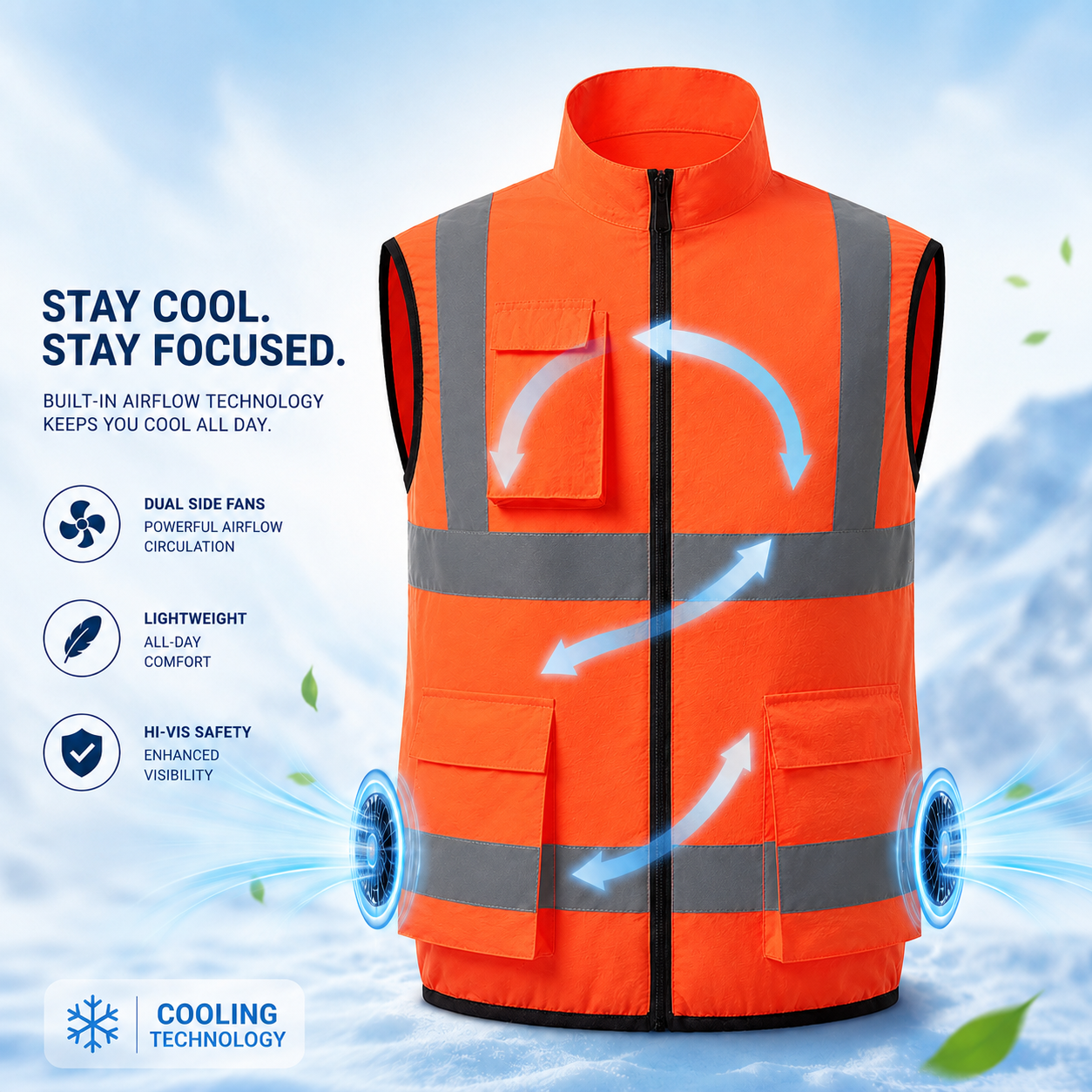 Rechargeable Fan Cooling Vest for Outdoor Work, Construction, and Travel