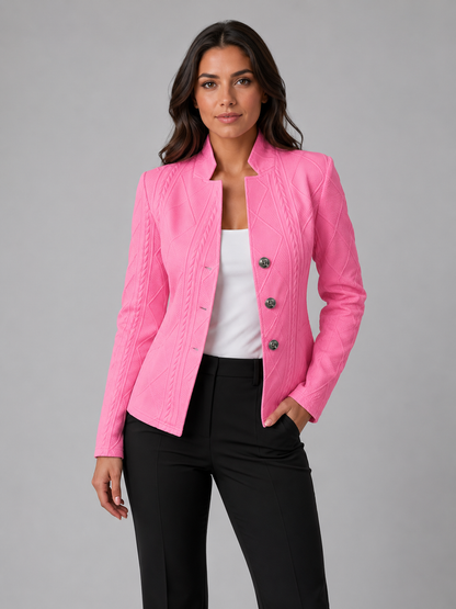 Women's Business Casual Slim Fit Blazer Jacket | with Stand Collar