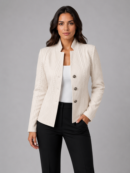 Women's Business Casual Slim Fit Blazer Jacket | with Stand Collar