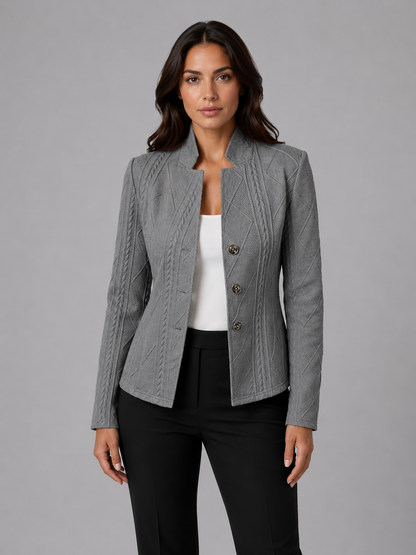 Women's Business Casual Slim Fit Blazer Jacket | with Stand Collar