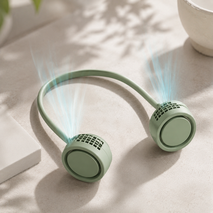 Portable Rechargeable Neck Fan - Foldable Bladeless Hands-Free Cooling for Travel