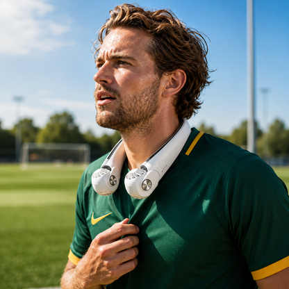 Rechargeable Dual Airflow Neck Fan with USB-C for Travel, Sports, and Outdoor Use