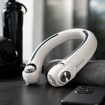 Rechargeable Dual Airflow Neck Fan with USB-C for Travel, Sports, and Outdoor Use