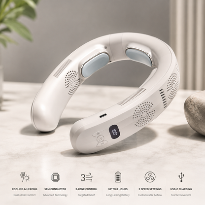 3 Zone Neck Cooler and Heater, All-Weather Wearable Neck Fan