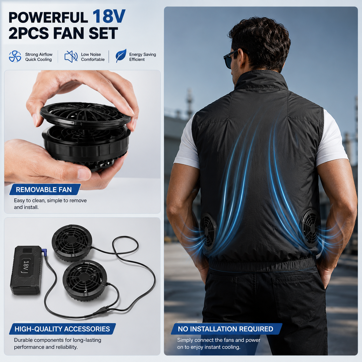 Cooling Vest with Dual Fans for Outdoor Work and Portable Heat Relief