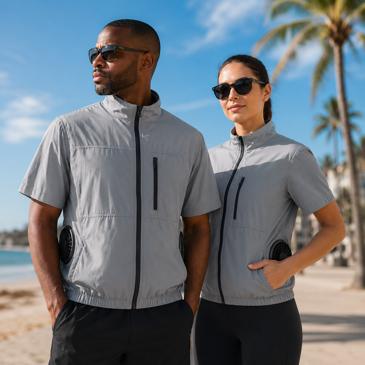 Portable Cooling Vest with Four Fans for Heat Relief During Outdoor Work