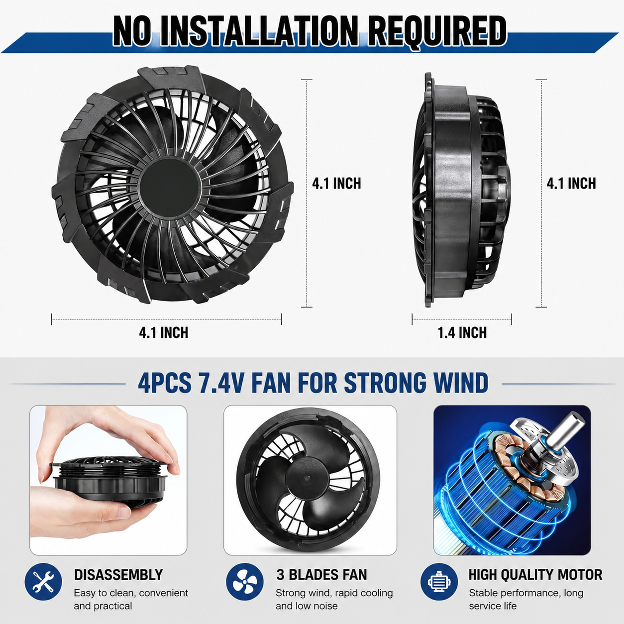 Portable Cooling Vest with Four Fans for Heat Relief During Outdoor Work