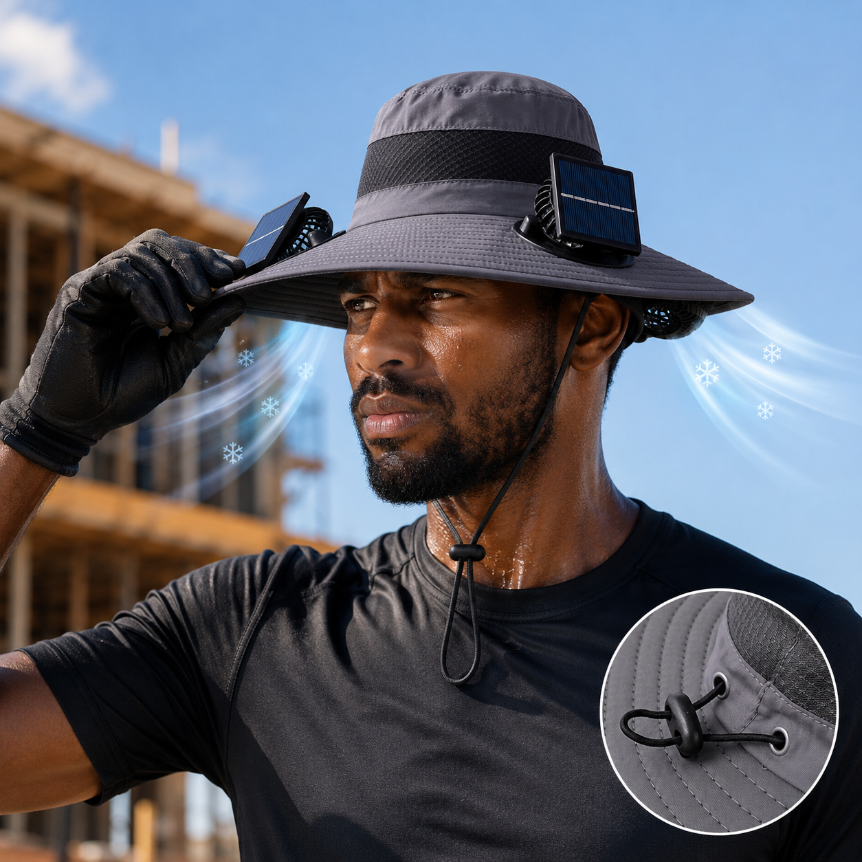 Rechargeable Dual Fan Cooling Hat for Outdoor Activities, Hiking, Camping, and Golfing