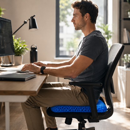 Cooling Gel Seat Cushion with Honeycomb Design, Non-Slip Pad for Home and Office Use