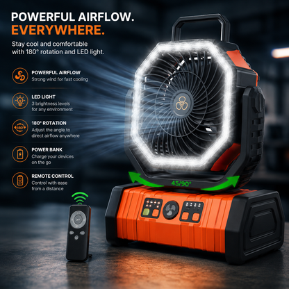 Camping Fan with LED Lantern and Battery-Powered Tent Light
