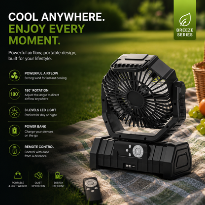 Camping Fan with LED Lantern and Battery-Powered Tent Light