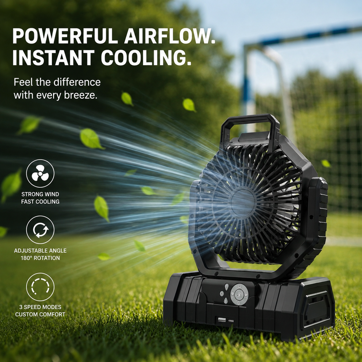 Camping Fan with LED Lantern and Battery-Powered Tent Light