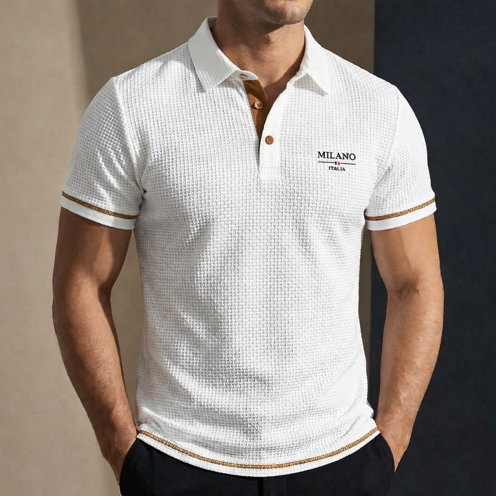 Men’s Waffle Knit Slim Fit Polo Shirt | Short Sleeve