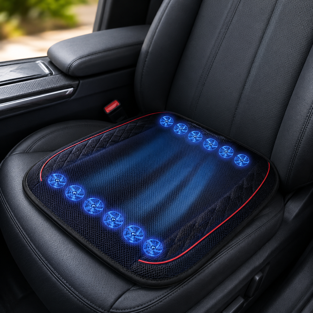 Cooling Car Seat Cushion with 10 Fans, USB 12V/24V Ventilated Seat Pad