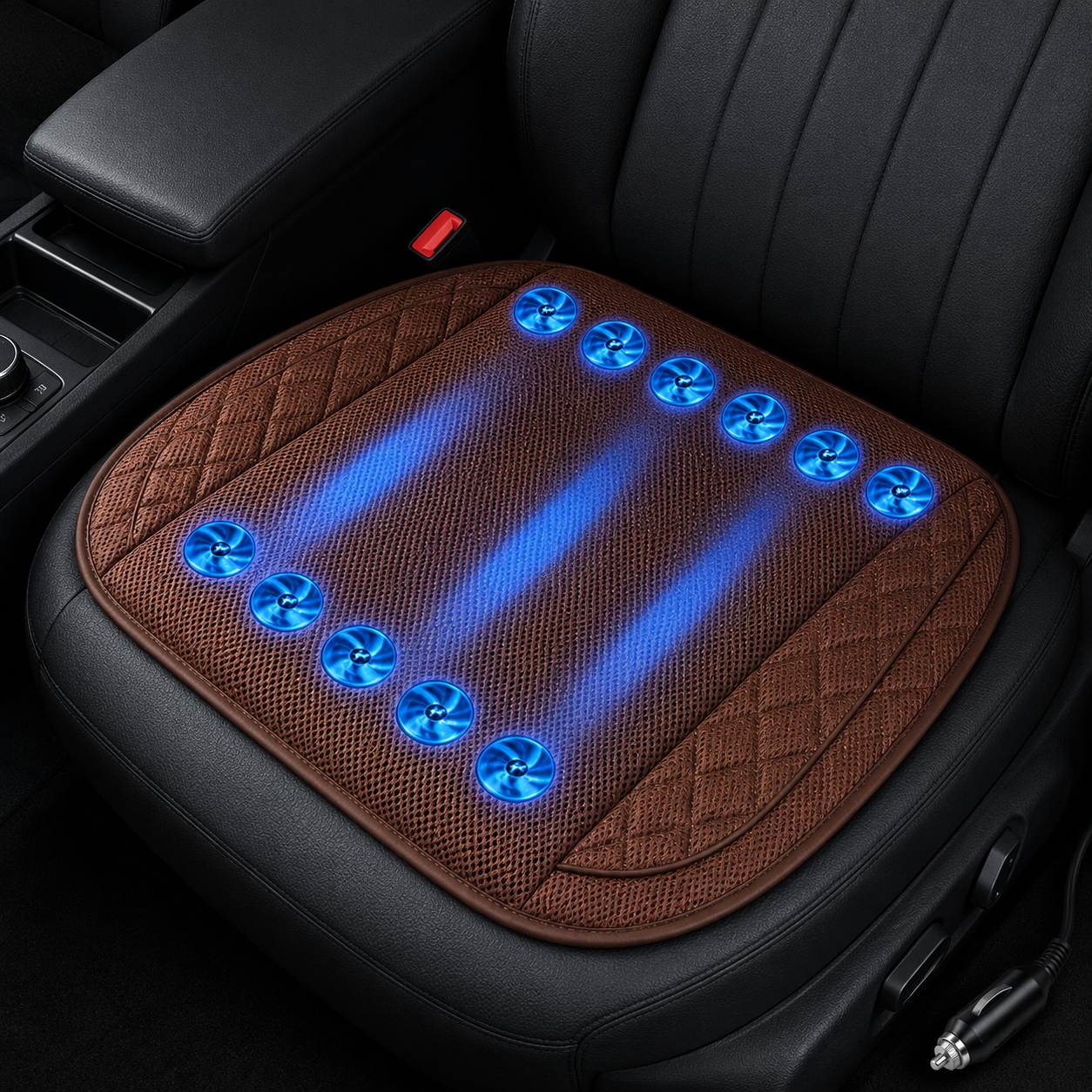 Cooling Car Seat Cushion with 10 Fans, USB 12V/24V Ventilated Seat Pad