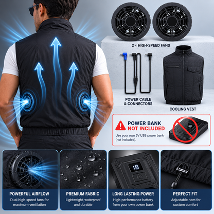 Cooling Vest with Dual Fans for Outdoor Work and Portable Heat Relief