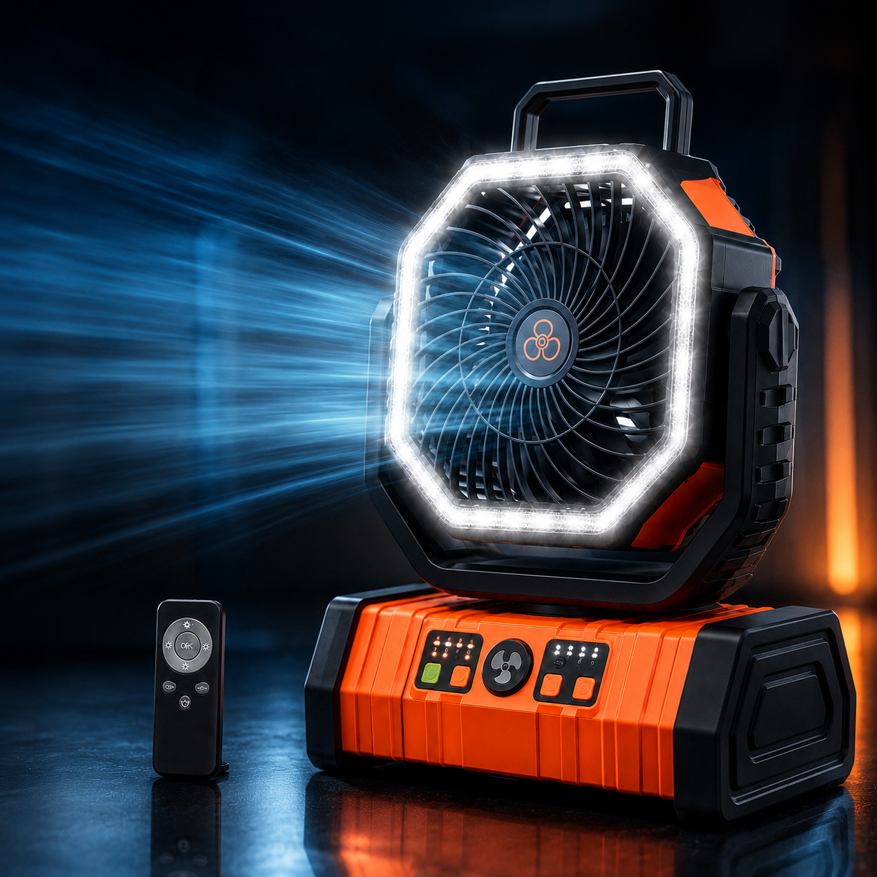Camping Fan with LED Lantern and Battery-Powered Tent Light