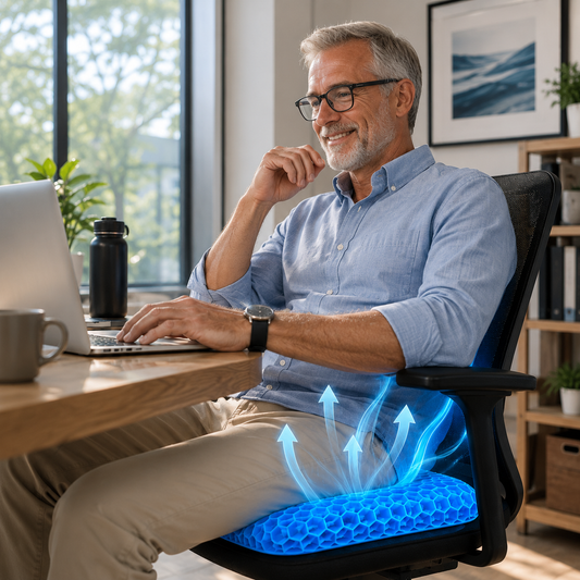 Cooling Gel Seat Cushion with Honeycomb Design, Non-Slip Pad for Home and Office Use