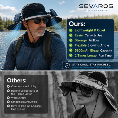 Rechargeable Dual Fan Cooling Hat for Outdoor Activities, Hiking, Camping, and Golfing