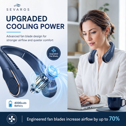 Portable Rechargeable 4000mAh Hands-Free Neck Fan for Personal Cooling During Travel