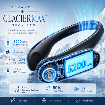 Rechargeable 5200mAh Bladeless Hands-Free Neck Fan for Personal Cooling