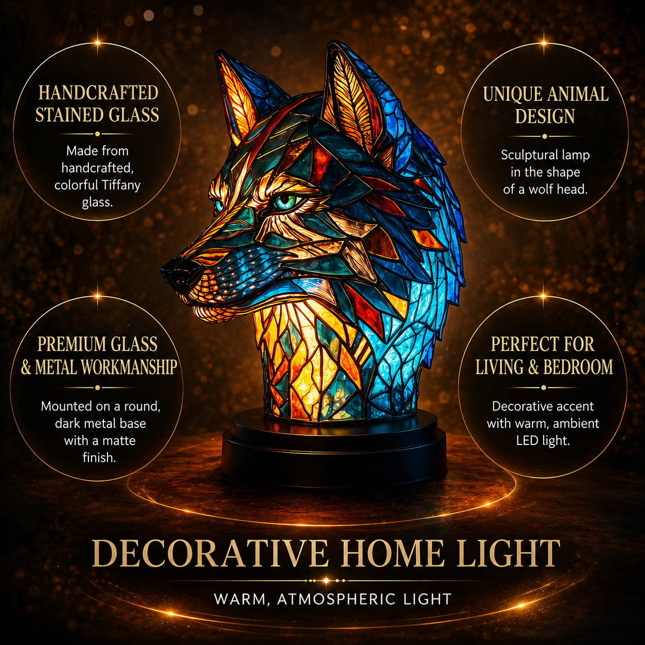 Artistic Glass Animal Design Table Lamp