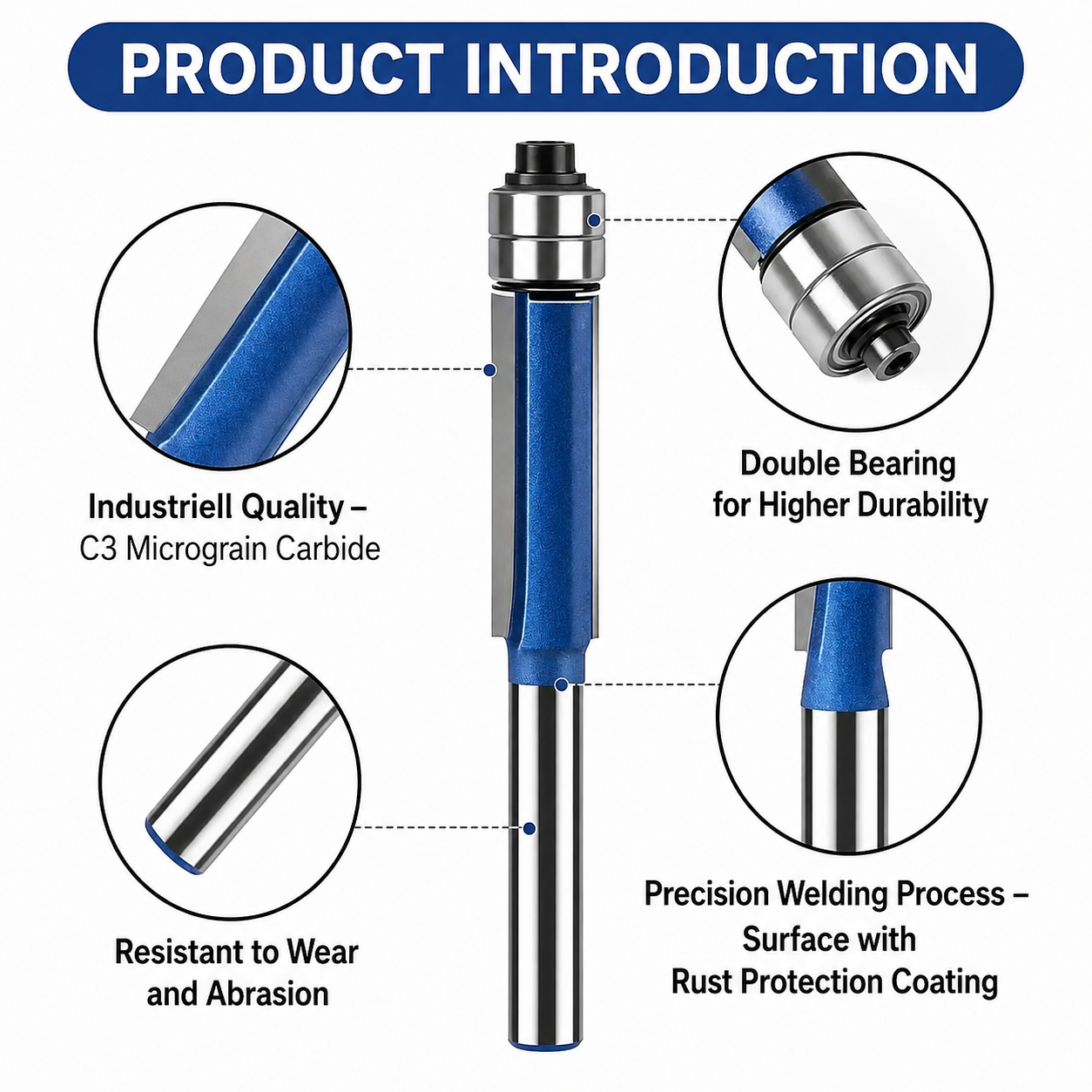 Set of 4 Deburring and Polishing Tools for Smooth, Splinter-Free Edges